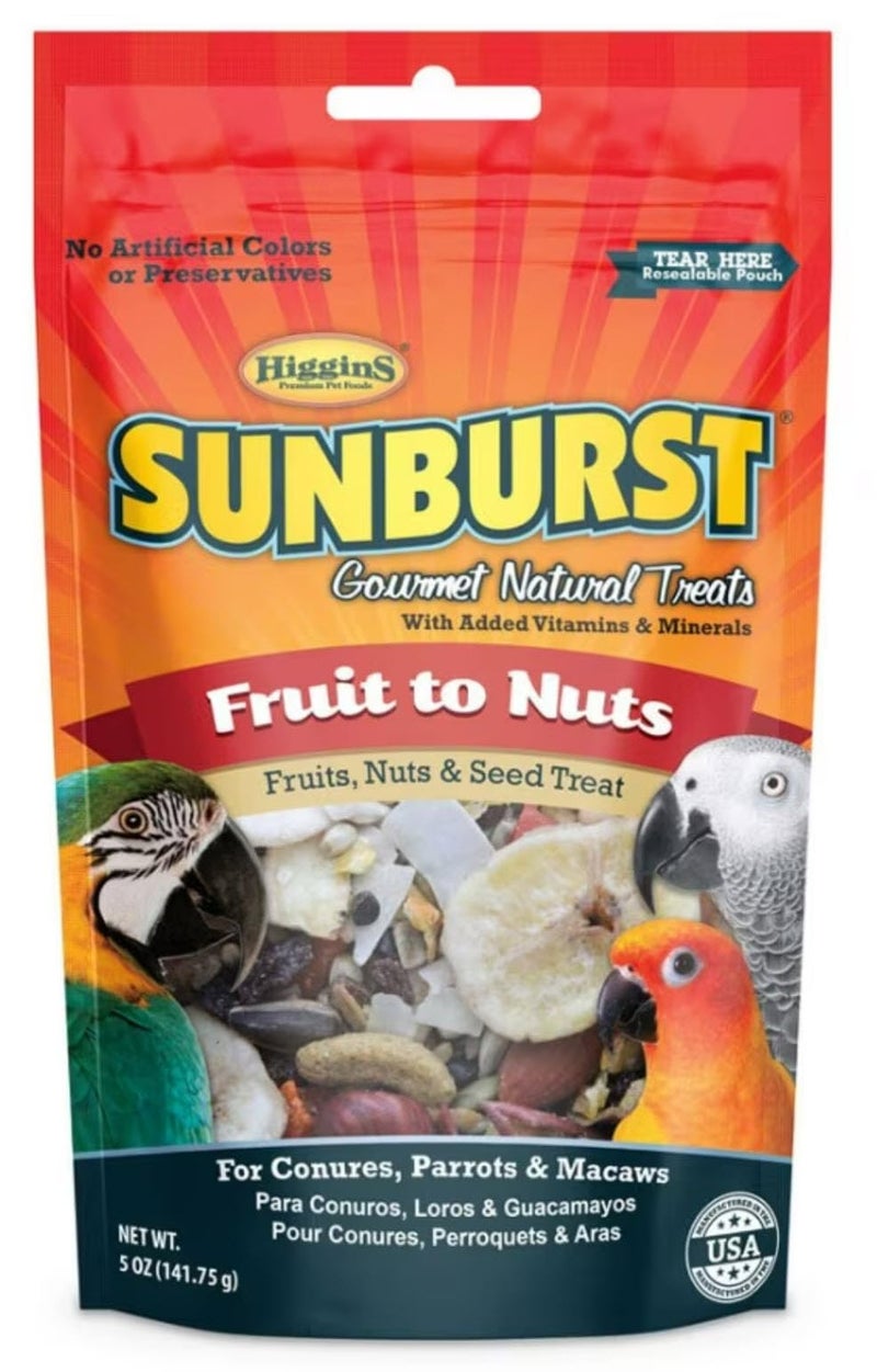 Higgins Sunburst Fruits To Nuts Gourmet Treats For Conures, Parrots & Macaws